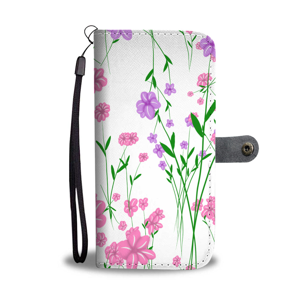 Pink and Purple Flower Leather Look Phone Case