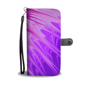 Purple Pour Painted Leather Look Wallet Phone Case