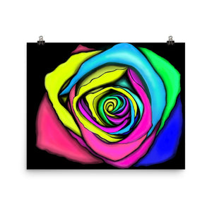 Rainbow Rose Flower Print