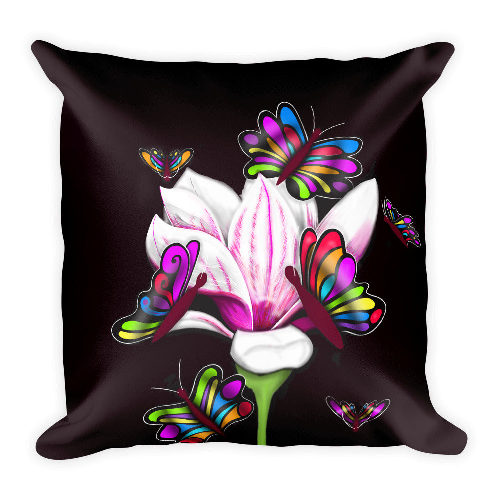 Pinkish Butterfly Flower Floral Throw Pillow