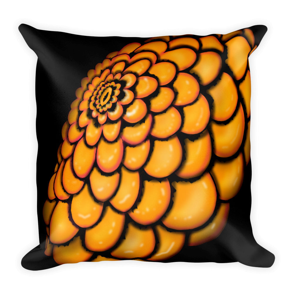 Orange Abstract Flower Throw Pillow