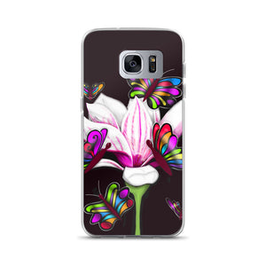 Pinkish Butterfly Flower Floral Samsung Case