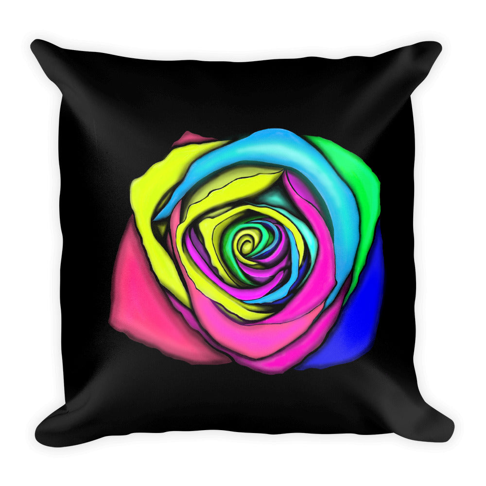 Rainbow Rose Flower Floral Throw Pillow 2