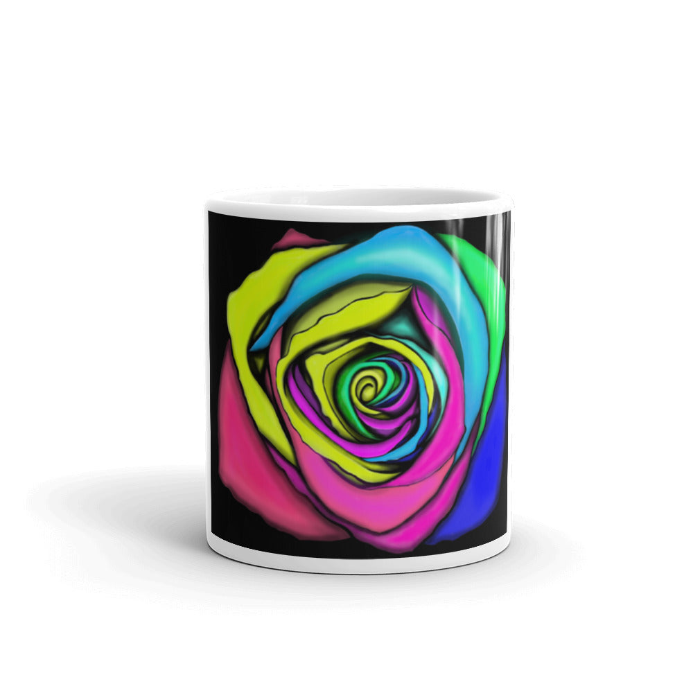 Rainbow Rose Flower Coffee Mug