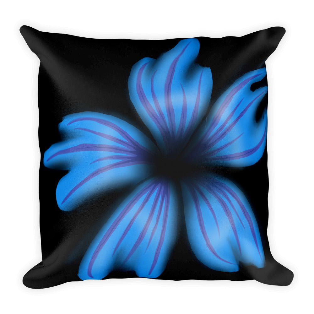 Blue Flower Abstract Throw Pillow