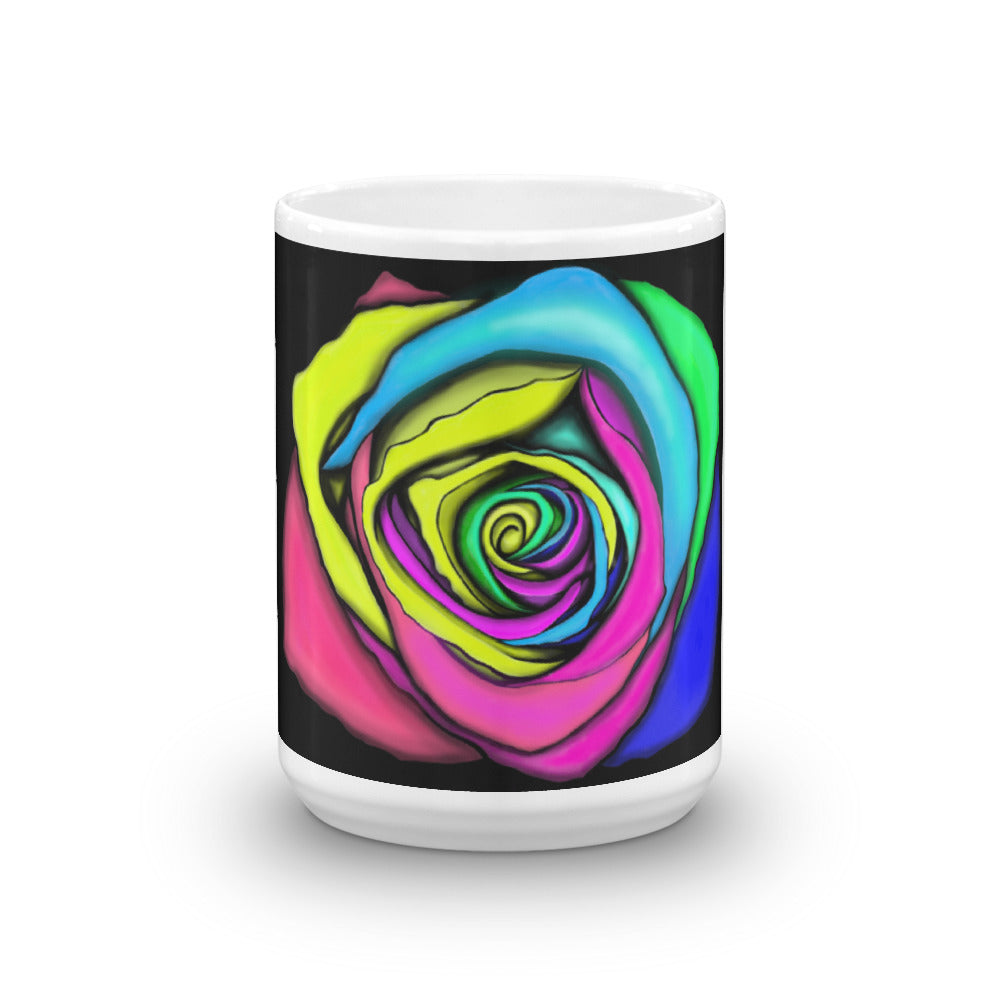 Rainbow Rose Flower Coffee Mug