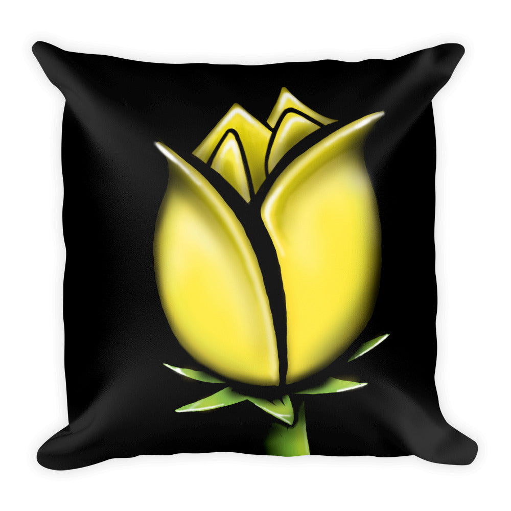 Yellow Abstract Flower Floral Throw Pillow