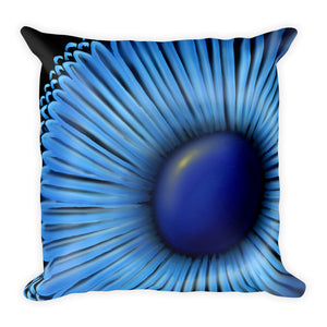 Abstract Blue Sunflower Throw Pillow
